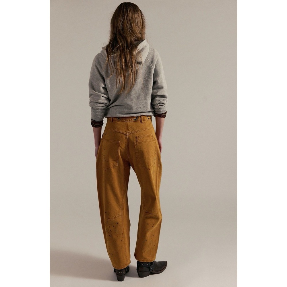 We‎ The Free Moxie Pull-On Barrel Boyfriend Jeans Tangerine Peel Size 29 NWOT - Picture 3 of 5